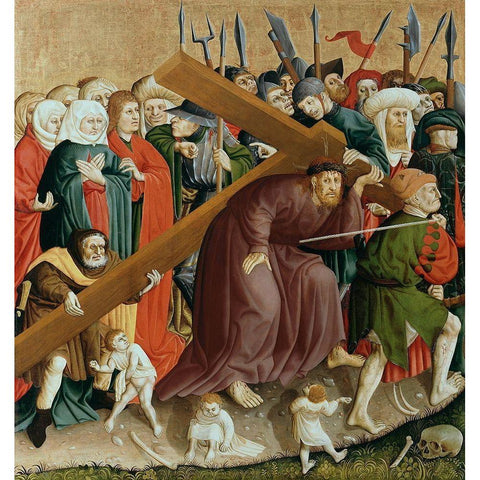 Jesus Christ Bearing the Cross Black Modern Wood Framed Art Print with Double Matting by Multscher, Hans