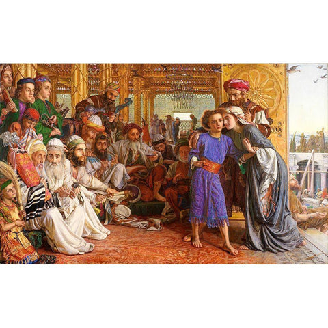 The Finding of the Saviour in the Temple Black Modern Wood Framed Art Print with Double Matting by Hunt, William Holman