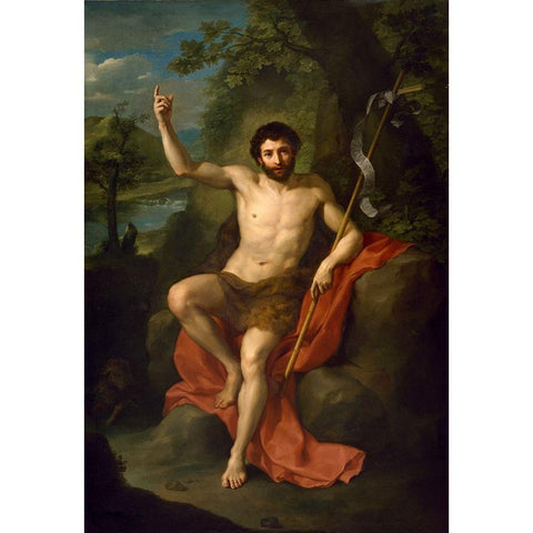 St. John the Baptist Preaching in the Wilderness White Modern Wood Framed Art Print by Mengs, Anton Raphael