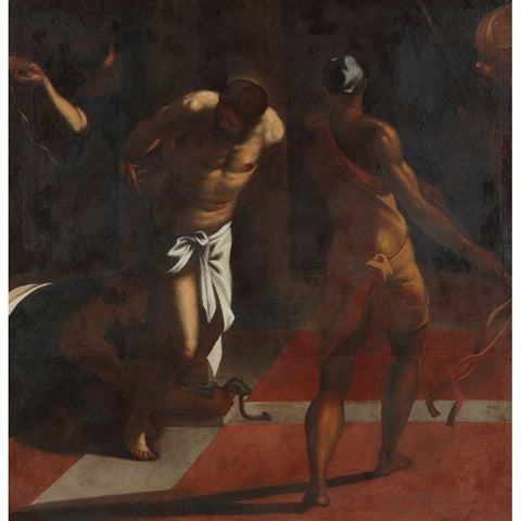 The Flagellation of Christ Black Modern Wood Framed Art Print with Double Matting by Schroder, Johann Christian