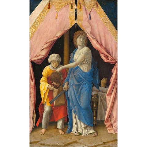 Judith with the Head of Holofernes Black Modern Wood Framed Art Print with Double Matting by Mantegna, Andrea