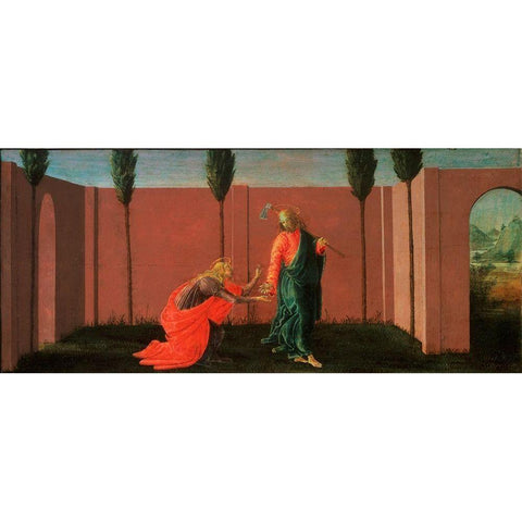 Noli Me Tangere Black Modern Wood Framed Art Print by Botticelli, Sandro