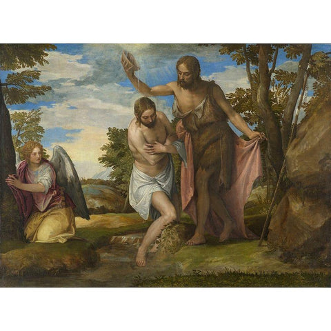 The Baptism of Christ White Modern Wood Framed Art Print by Veronese