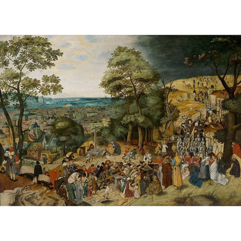 Christ Carrying the Cross Black Modern Wood Framed Art Print with Double Matting by Brueghel, Pieter