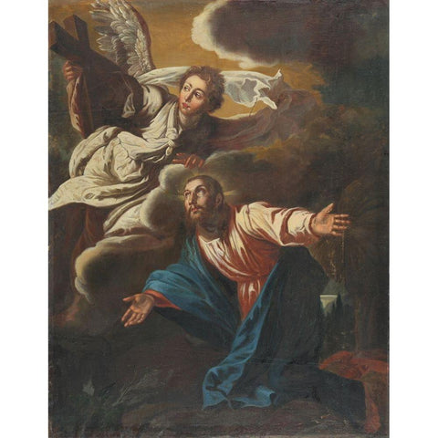 Christ on the Mount of Olives White Modern Wood Framed Art Print by Schroder, Johann Christian