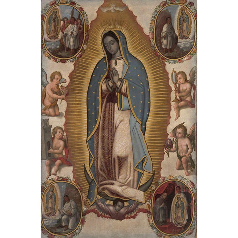 Virgin of Guadalupe Gold Ornate Wood Framed Art Print with Double Matting by Unknown