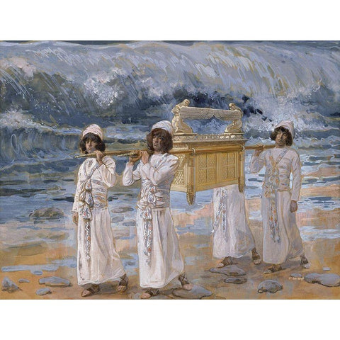 The Ark Passes Over the Jordan Black Modern Wood Framed Art Print with Double Matting by Tissot, James