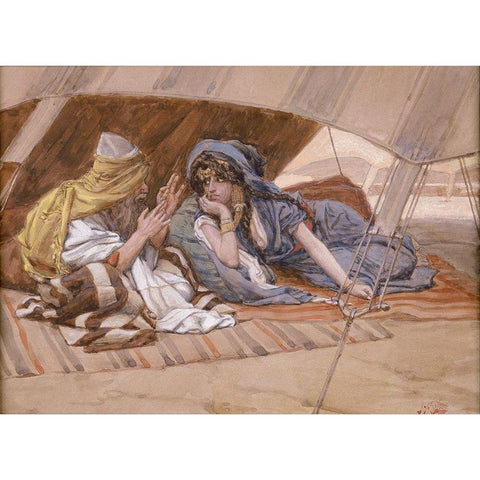 Abrams Counsel to Sarai White Modern Wood Framed Art Print by Tissot, James