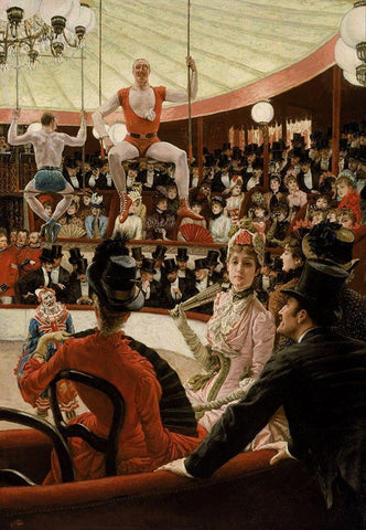 Women of Paris, The Circus Lover Black Ornate Wood Framed Art Print with Double Matting by Tissot, James