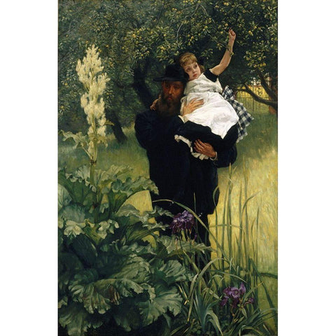 The Widower Black Modern Wood Framed Art Print with Double Matting by Tissot, James