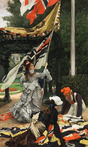 Still on Top Black Ornate Wood Framed Art Print with Double Matting by Tissot, James