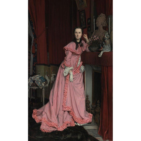 Portrait of Marquise de Miramon White Modern Wood Framed Art Print by Tissot, James