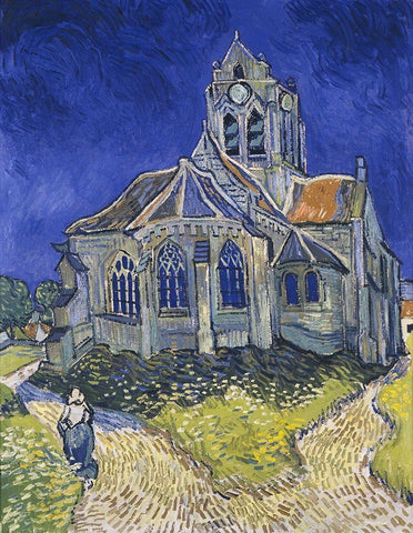 The church in Auvers-sur-Oise, view from the Chevet Black Ornate Wood Framed Art Print with Double Matting by van Gogh, Vincent