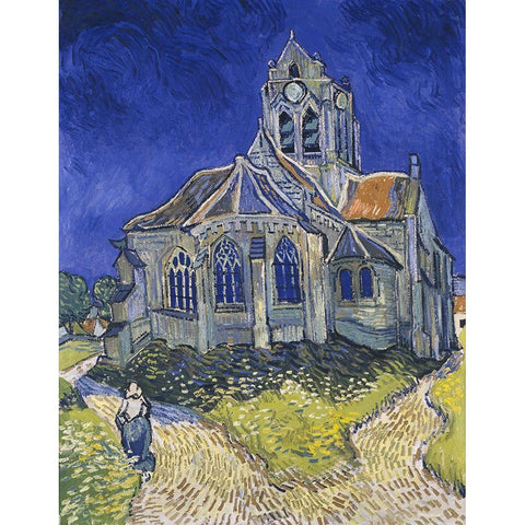 The church in Auvers-sur-Oise, view from the Chevet Gold Ornate Wood Framed Art Print with Double Matting by van Gogh, Vincent