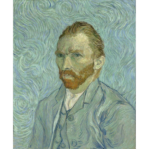 Self-portrait White Modern Wood Framed Art Print by van Gogh, Vincent