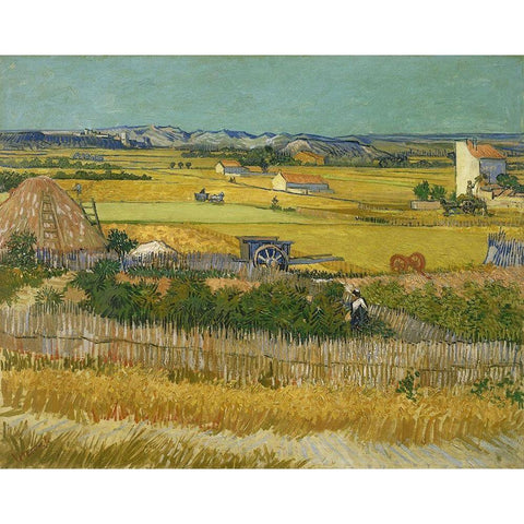 The harvest Gold Ornate Wood Framed Art Print with Double Matting by van Gogh, Vincent