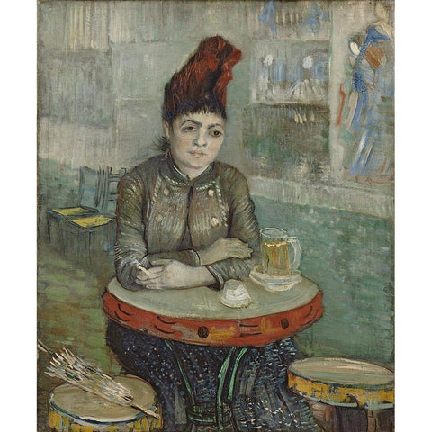 In the cafe, Agostina Segatori in Le tambourin White Modern Wood Framed Art Print by van Gogh, Vincent