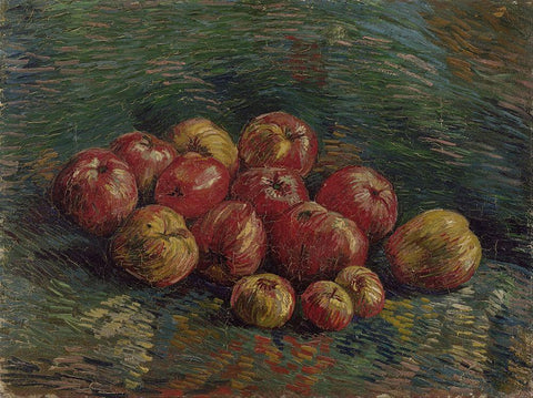 Apples White Modern Wood Framed Art Print with Double Matting by van Gogh, Vincent