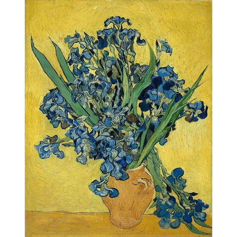 Irises Gold Ornate Wood Framed Art Print with Double Matting by van Gogh, Vincent