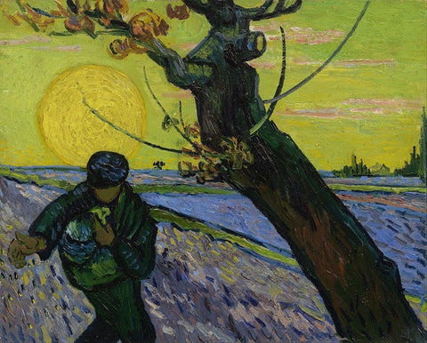 The sower Black Ornate Wood Framed Art Print with Double Matting by van Gogh, Vincent