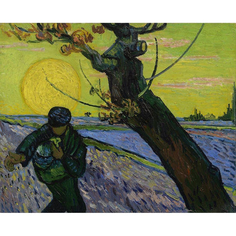 The sower Black Modern Wood Framed Art Print by van Gogh, Vincent