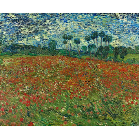 Field with Poppies Black Modern Wood Framed Art Print with Double Matting by van Gogh, Vincent