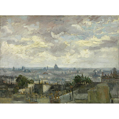 View of Paris Gold Ornate Wood Framed Art Print with Double Matting by van Gogh, Vincent