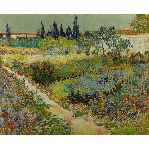 Garden at Arles Black Modern Wood Framed Art Print with Double Matting by van Gogh, Vincent