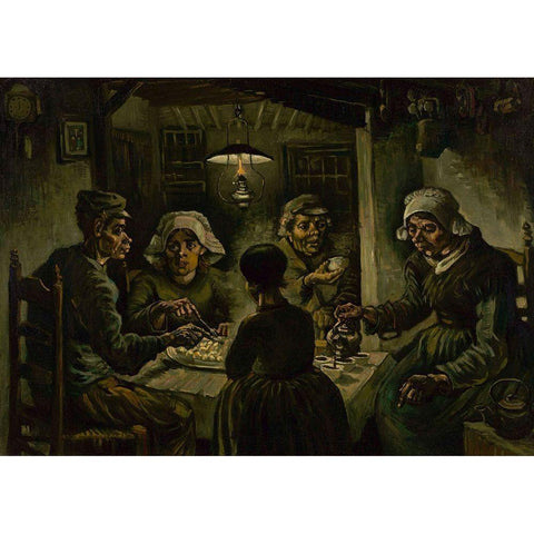 The potato eaters Gold Ornate Wood Framed Art Print with Double Matting by van Gogh, Vincent