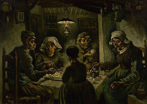 The potato eaters Black Ornate Wood Framed Art Print with Double Matting by van Gogh, Vincent