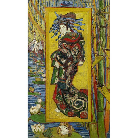 Courtesan, after Eisen White Modern Wood Framed Art Print by van Gogh, Vincent