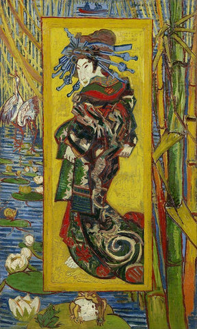 Courtesan, after Eisen White Modern Wood Framed Art Print with Double Matting by van Gogh, Vincent