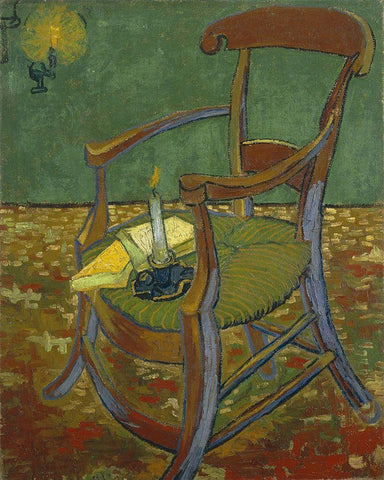 Gauguins chair Black Ornate Wood Framed Art Print with Double Matting by van Gogh, Vincent