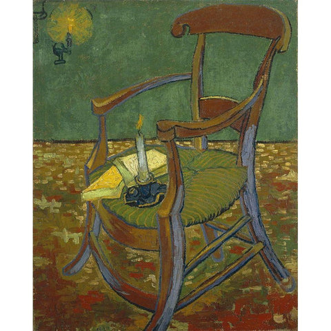 Gauguins chair Gold Ornate Wood Framed Art Print with Double Matting by van Gogh, Vincent