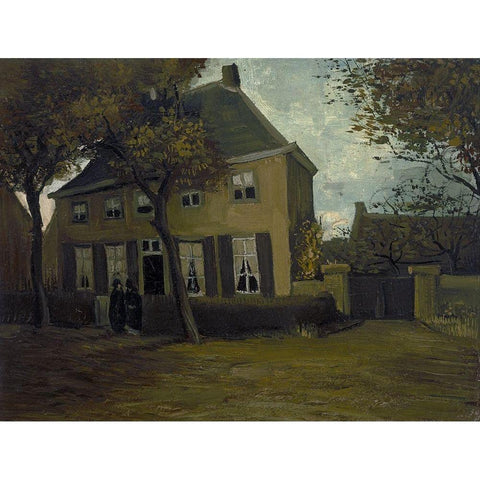 The vicarage at Nuenen White Modern Wood Framed Art Print by van Gogh, Vincent