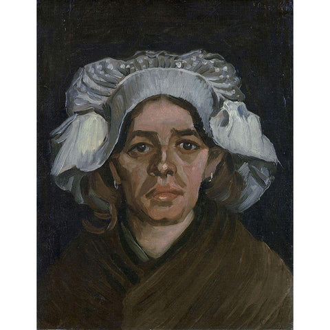 Head of a woman Black Modern Wood Framed Art Print with Double Matting by van Gogh, Vincent