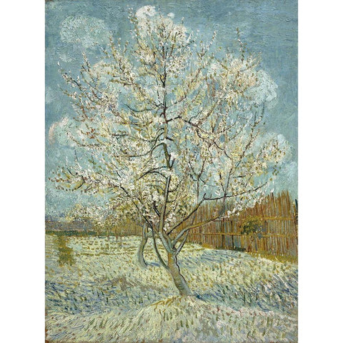 The pink peach tree Gold Ornate Wood Framed Art Print with Double Matting by van Gogh, Vincent