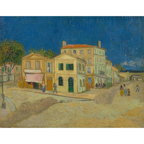 The yellow house Black Modern Wood Framed Art Print with Double Matting by van Gogh, Vincent