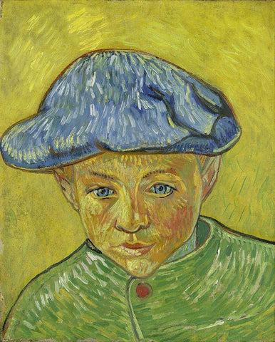 Portrait of Camille Roulin White Modern Wood Framed Art Print with Double Matting by van Gogh, Vincent