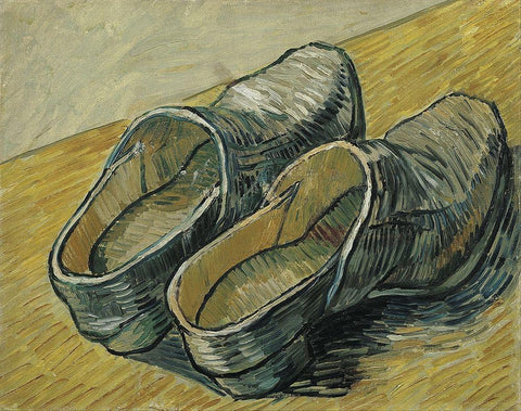 A pair of leather clogs White Modern Wood Framed Art Print with Double Matting by van Gogh, Vincent