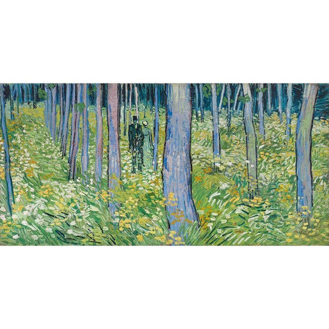 Undergrowth with two Figures Gold Ornate Wood Framed Art Print with Double Matting by van Gogh, Vincent