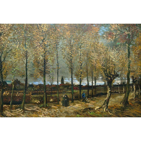 Lane with Poplars near Nuenen White Modern Wood Framed Art Print by van Gogh, Vincent