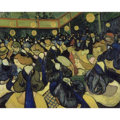 The Dance Hall in Arles Gold Ornate Wood Framed Art Print with Double Matting by van Gogh, Vincent