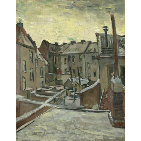 Houses seen from the back Gold Ornate Wood Framed Art Print with Double Matting by van Gogh, Vincent