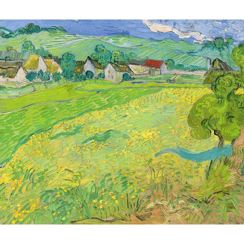 View of Vessenots Near Auvers Gold Ornate Wood Framed Art Print with Double Matting by van Gogh, Vincent