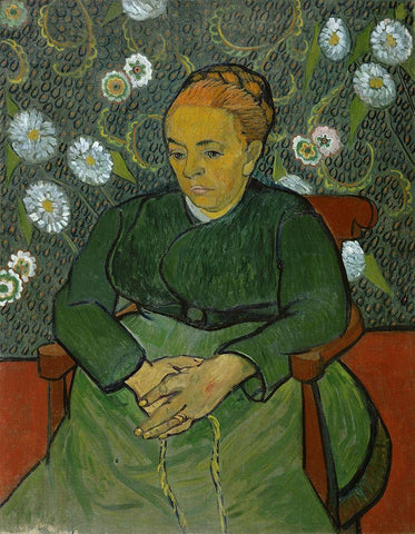 Portrait of Madame Roulin Black Ornate Wood Framed Art Print with Double Matting by van Gogh, Vincent