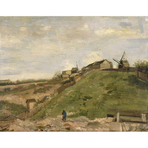 The hill of Montmartre with stone quarry Black Modern Wood Framed Art Print with Double Matting by van Gogh, Vincent