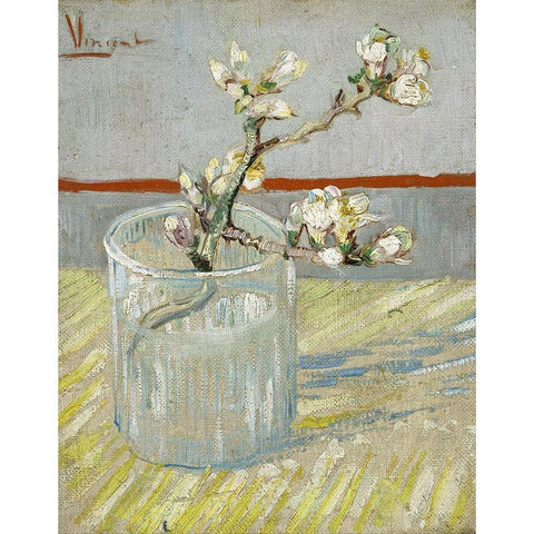 Sprig of flowering almond in a glass Gold Ornate Wood Framed Art Print with Double Matting by van Gogh, Vincent