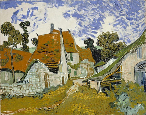 Street in Auvers-sur-Oise White Modern Wood Framed Art Print with Double Matting by van Gogh, Vincent