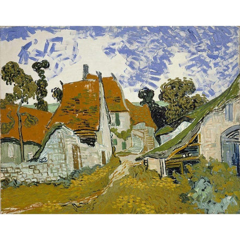 Street in Auvers-sur-Oise Gold Ornate Wood Framed Art Print with Double Matting by van Gogh, Vincent